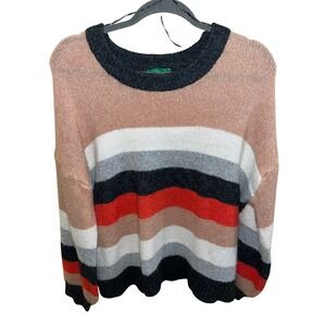 Dip Multicolor Striped Long Sleeve Sweater Women's XL Acrylic Nylon Wool